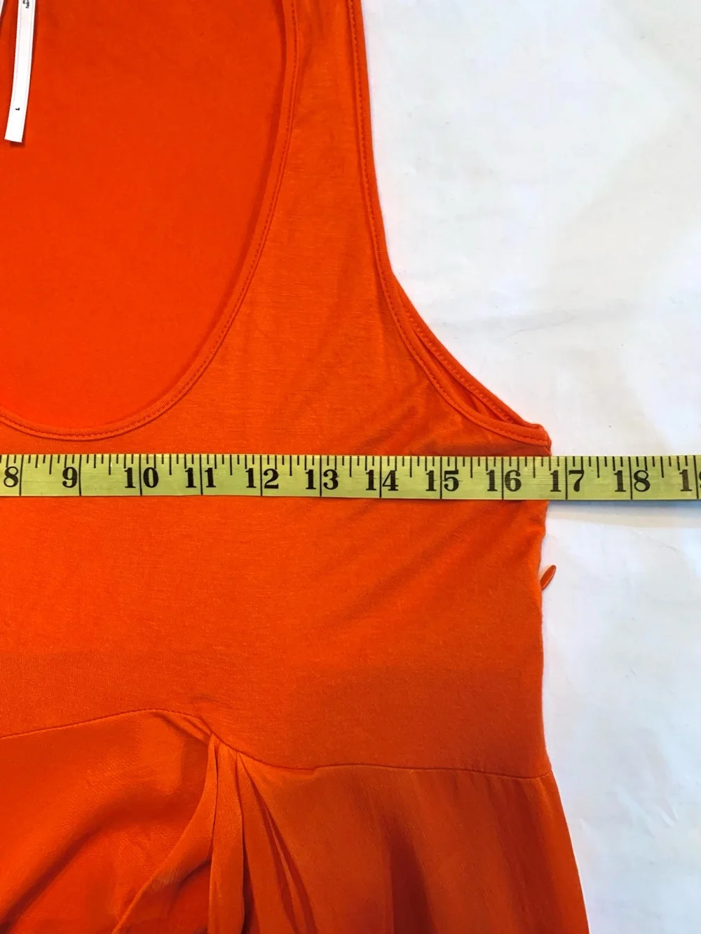 Anthropologie Gemini Pullover Mixed Fabric Asymmetric Tank Dress Midi Orange - L - Picture 7 of 12